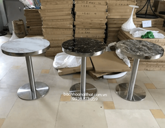 BÀN CAFE CHÂN BẠC MẶT ĐÁ ỐP VIỀN - BCF52