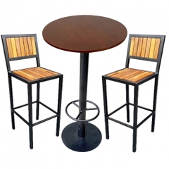 BÀN BAR ĐẾ TRÒN MẶT GỖ CHÂN SẮT - BCF02