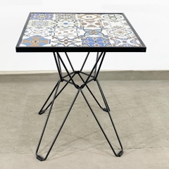 BÀN CAFE GẠCH HOA VĂN CHÂN CHÉO SẮT - BCF04