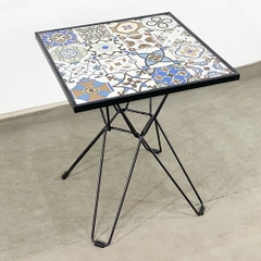 BÀN CAFE GẠCH HOA VĂN CHÂN CHÉO SẮT - BCF04