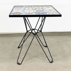 BÀN CAFE GẠCH HOA VĂN CHÂN CHÉO SẮT - BCF04