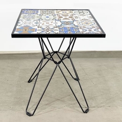 BÀN CAFE GẠCH HOA VĂN CHÂN CHÉO SẮT - BCF04