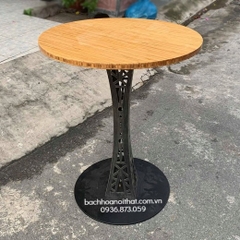 BÀN CAFE CHÂN THÁP MẶT GỖ CAO SU - BCF09