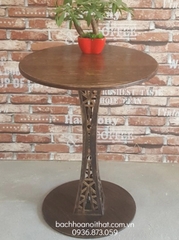 BÀN CAFE CHÂN THÁP MẶT GỖ CAO SU - BCF09