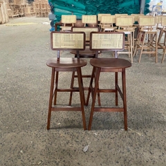 GHẾ BAR MẶT GỖ LƯNG TỰA ĐAN MÂY - BAR22