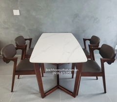 BỘ BÀN ĂN MẶT ĐÁ 4 GHẾ GỖ KAI - BBA32