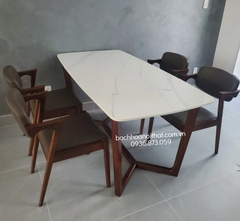 BỘ BÀN ĂN MẶT ĐÁ 4 GHẾ GỖ KAI - BBA32