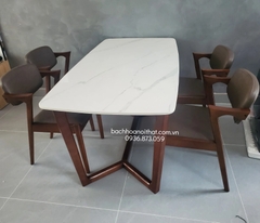 BỘ BÀN ĂN MẶT ĐÁ 4 GHẾ GỖ KAI - BBA32