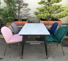 BỘ BÀN ĂN MẶT ĐÁ CHÂN CÔN 4 GHẾ - BBA12