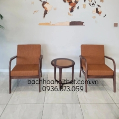 GHẾ SOFA TAY CONG ĐƠN GỖ CAO SU - SFG18