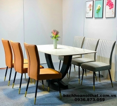 BÀN ĂN CHÂN SẮT MẶT ĐÁ ĐẸP SANG TRỌNG