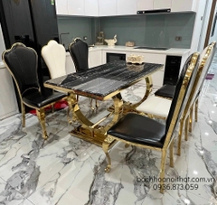 BÀN ĂN MẶT ĐÁ CHÂN INOX NHẬP KHẨU CAO CẤP