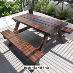 bộ bàn ăn gỗ thông
