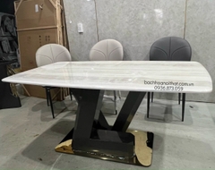 BÀN ĂN MẶT ĐÁ MARBLE XUYÊN SÁNG CAO CẤP