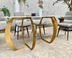 BÀN ĂN MẶT ĐÁ CHÂN INOX SANG TRỌNG