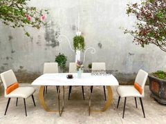 BÀN ĂN MẶT ĐÁ CHÂN INOX SANG TRỌNG