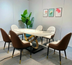 BÀN ĂN MẶT ĐÁ CHÂN INOX NHẬP KHẨU - BAMD119