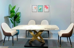 BÀN ĂN MẶT ĐÁ CHÂN INOX NHẬP KHẨU - BAMD119