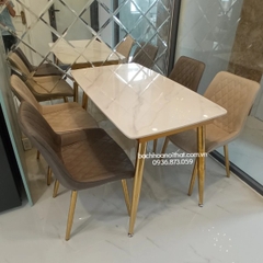 BỘ BÀN ĂN MẶT ĐÁ CHÂN CÔN 4 GHẾ - BBA12