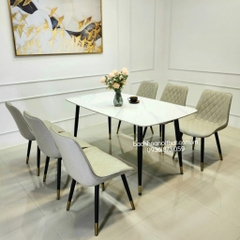 BỘ BÀN GHẾ ĂN 6 GHẾ LOFT NHẬP KHẨU - BBA33