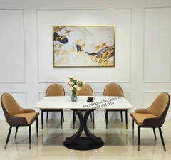 BỘ BÀN ĂN 6 GHẾ MONET MẶT ĐÁ CHÂN SẮT - BBA34