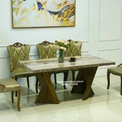 BÀN ĂN TÂN CỔ ĐIỂN GỖ TỰ NHIÊN - BAMD149