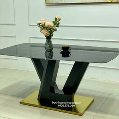 BÀN ĂN MẶT ĐÁ CERAMIC CHÂN LV - BAMD153