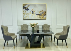 BÀN ĂN MẶT ĐÁ CERAMIC CHÂN LV - BAMD153