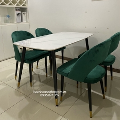 BÀN ĂN MẶT ĐÁ CERAMIC CHÂN CÔN SẮT SƠN TĨNH ĐIỆN - BAMD83