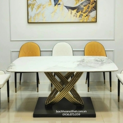 BÀN ĂN MẶT ĐÁ CHÂN INOX NHẬP KHẨU - BAMD119