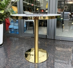 BÀN CAFE MẶT THỦY TINH CHÂN INOX MẠ VÀNG - BCF21