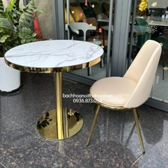 BÀN CAFE MẶT THỦY TINH CHÂN INOX MẠ VÀNG - BCF21