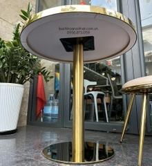BÀN CAFE MẶT THỦY TINH CHÂN INOX MẠ VÀNG - BCF21