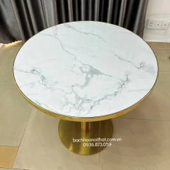 BÀN CAFE MẶT MICA CHÂN INOX MẠ VÀNG - BCF48