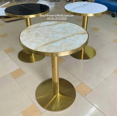 BÀN CAFE MẶT MICA CHÂN INOX MẠ VÀNG - BCF48