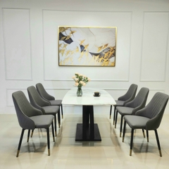 Bộ Bàn Ăn Chân X Cong 6 Ghế Sheraton trám-BBA50