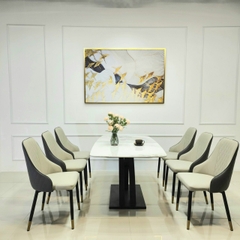 Bộ Bàn Ăn Chân X Cong 6 Ghế Sheraton trám-BBA50