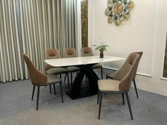 Bộ Bàn Ăn Chân X Cong 6 Ghế Spot-BBA51