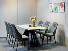 Bộ Bàn Ăn Chân A Sóng 6 Ghế Spot -BBA58