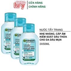 Nước Tẩy Trang Garnier Mini 50ML Pháp - Xanh Dương Da Dầu Mụn [Cty - Free VAT]