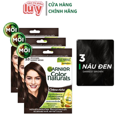 Kem Nhuộm Tóc Garnier 3 Darkest Brown - Nâu Tự Nhiên 30g [Hàng Cty - Free VAT]