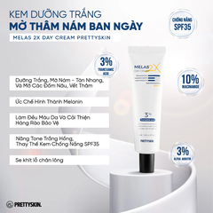 Kem Dưỡng PrettySkin Dưỡng Trắng, Mờ Nám Melas 2X - Tuýp Ban Ngày