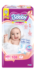 Miếng lót Bobby size Newborn 1 108 miếng (dưới 5kg) | Hệ Miếng lót Bobby size Newborn 1 108 miếng (dưới 5kg) | Hệ