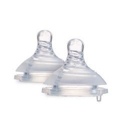 Núm vú cổ rộng silicone siêu mềm dòng chảy tròn S - 2 cái Natural KuKu