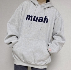 MUAHMUAH BOLD BOUCLE OVERFIT HOODIE - GREY