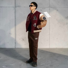 AFGK FW22 Letter Statue Character Stitching ll Varsity Jacket / Red ( AFL39)
