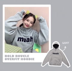 MUAHMUAH BOLD BOUCLE OVERFIT HOODIE - GREY