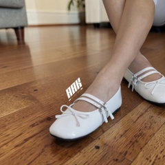 Rockfish SQUARE TOE TWO STRAP MARYJANES(ENAMEL)  / WHITE