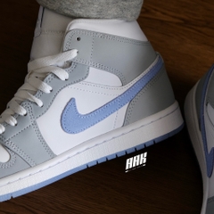 NIKE AIR JORDAN 1 MID WHITE 'ALUMINUM WOLF GREY' - BQ6472 105