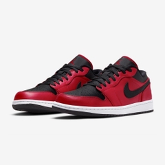 NIKE JORDAN 1 LOW REVERSE BRED PEBBLED SWOOSH - 553558 605